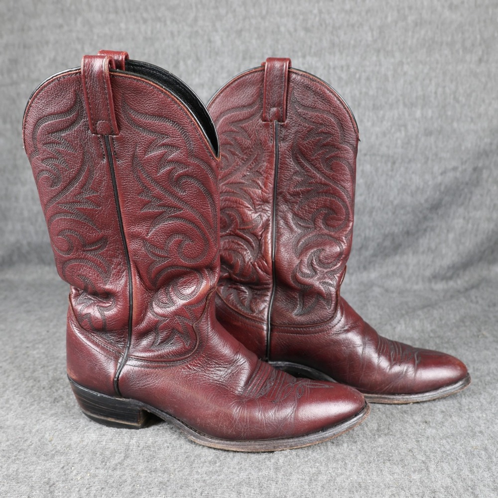 Vintage J. Chisholm Boots Mens Size 10.5 Red Leather 967 Western Cowboy Rodeo